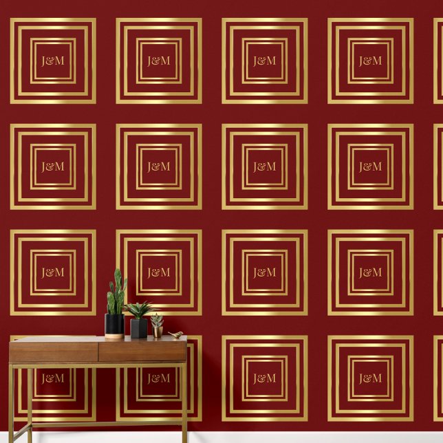 Papel Pintado Elegante nombre inicial de lujoso monograma rojo y (Subido por el creador)