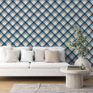 Papel Pintado Elegante Oscuro Verde azulado Azul Beige Tan Patró