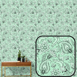 Papel Pintado Elegante Paisley floral suave verde claro