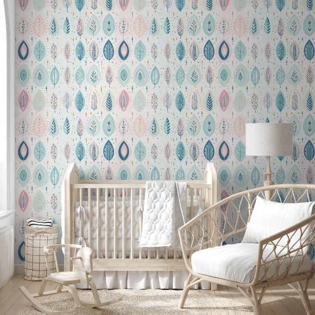 Papel Pintado Elegante Pastel Boho Floral Seamless Pattern Moder (Niños)