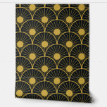 Papel Pintado Elegante patrón Art Deco Gold Sun en negro<br><div class="desc">Este es un elegante arte deco dorado patrón de sol abstracto sobre fondo negro</div>