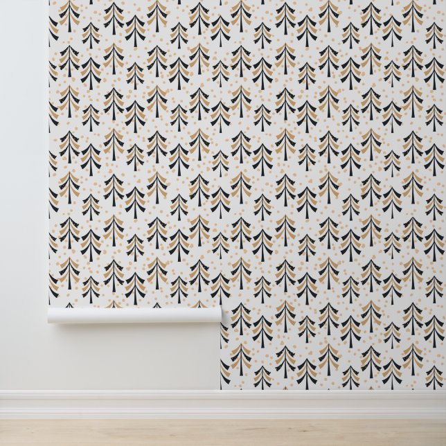 Papel Pintado Elegante patrón de árbol de Navidad festivo (Solicitud)