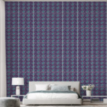 Elegante patrón de baldosas geométricas azules y p