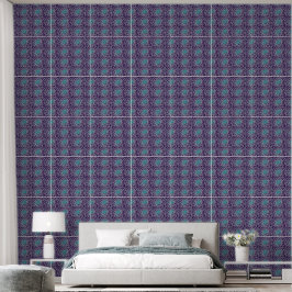 Papel Pintado Elegante patrón de baldosas geométricas azules y p
