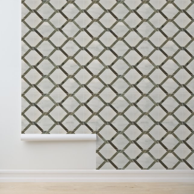 Papel Pintado Elegante patrón de cadena geométrica de mármol gri (Solicitud)