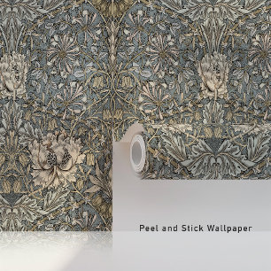 Papel Pintado Elegante Patrón de Conejo Estilo William Morris