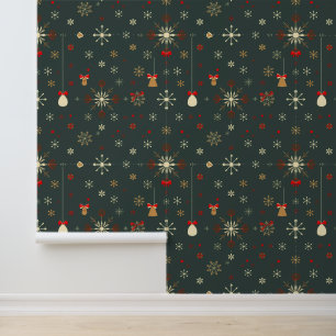 Papel Pintado Elegante patrón de copos de nieve de vacaciones