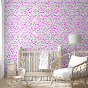 Papel Pintado Elegante patrón de corazón decorativo rosa