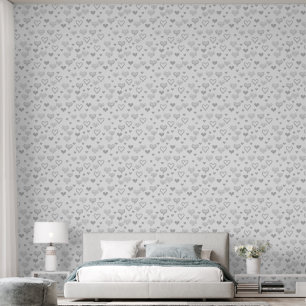 Papel Pintado Elegante patrón de corazón gris plateado decorativ