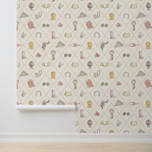 Papel Pintado Elegante Patrón de Diamante Ecuestre Beige