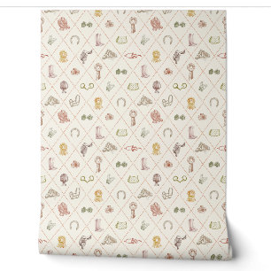 Papel Pintado Elegante patrón de diamante ecuestre en beige