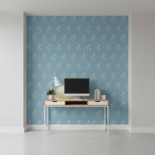 Papel Pintado Elegante patrón de flor simple azul polvoriento