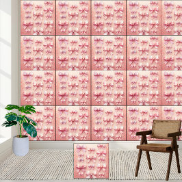 Papel Pintado Elegante patrón de lazos de acuarela rosa