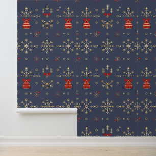 Papel Pintado Elegante patrón de Navidades de copos de nieve
