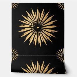 Papel Pintado Elegante patrón dorado negro moderno
