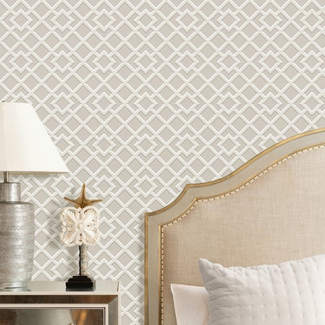 Papel Pintado Elegante Patrón geométrico de Entramado Gris Beige (Subido por el creador)