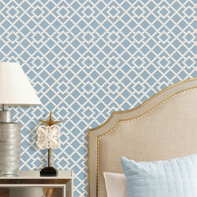 Papel Pintado Elegante Patrón geométrico del Entramado Azul blan (Subido por el creador)