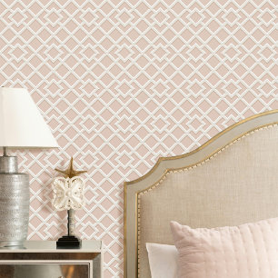 Papel Pintado Elegante Patrón geométrico del Entramado Rosa Blan