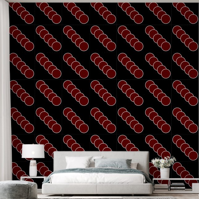 Papel Pintado Elegante patrón moderno de círculo rojo blanco neg (Dormitorio)