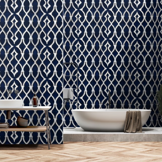 Papel Pintado Elegante patrón plateado (Baño)