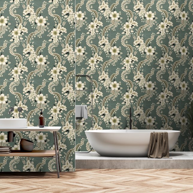 Papel Pintado Elegante patrón victoriano de encaje Doily (Baño)