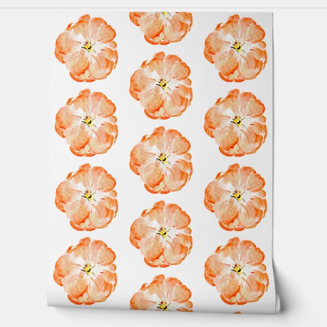 Papel Pintado Elegante Peach Floral Watercolor (Desenrollar)
