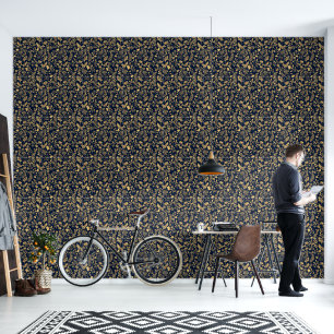 Papel Pintado Elegante Purpurina de oro de la Marina de Foliage-