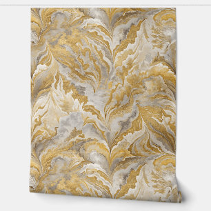 Papel Pintado Elegante remolino dorado y plateado