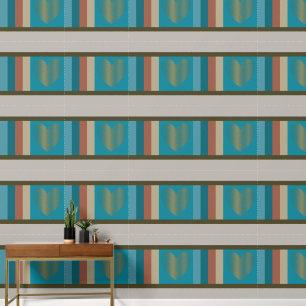 Papel Pintado Elegante Resumen Azul Aqua Marrón Gris Corazón Dor