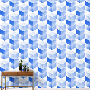Papel Pintado Elegante Resumen Gris Azul Blanco cubo vertical ar