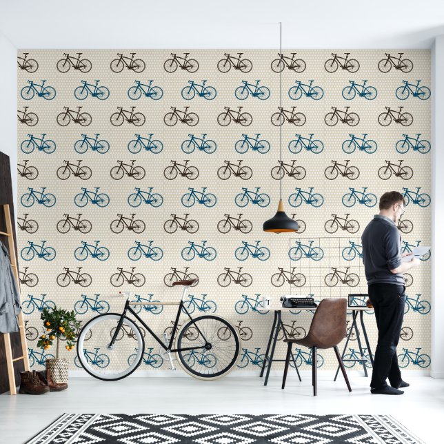 Papel Pintado Elegante Retro Elegante Bicicleta Guay de moda (Sala de estar)