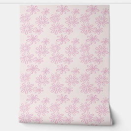 Papel Pintado Elegante rosa en Rubor Floral Doodle