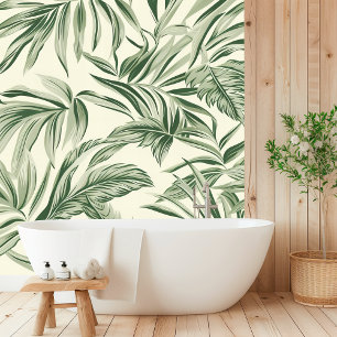 Papel Pintado Elegante Sage Green Tropical Leaf Seamless