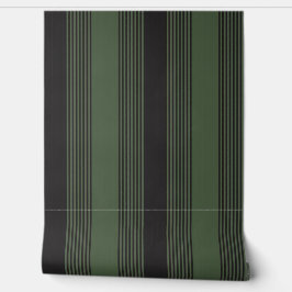 Papel Pintado Elegante Stripe Hermosa Textura Verde Negro