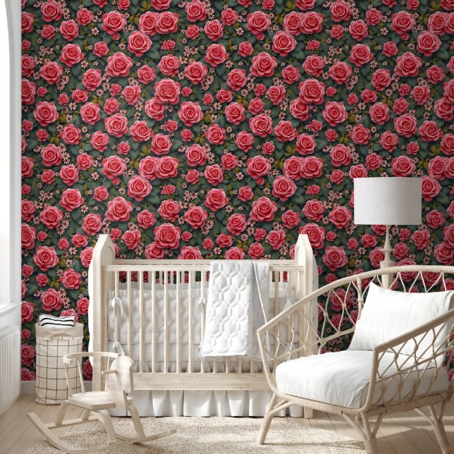 Papel Pintado "Elegante tapiz de jardín Rosa" (Niños)