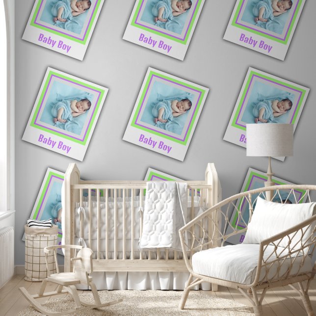 Papel Pintado Elegante Tecla fotográfica personalizada Lime Viol (Niños)