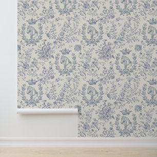 Papel Pintado Elegante tela híbrida de color azul grisáceo y ecu