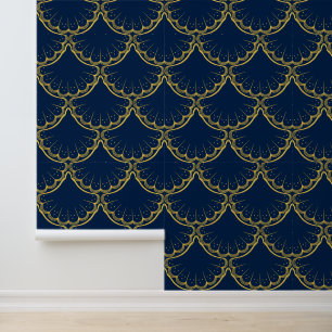Papel Pintado Elegante Tema costero Patrón de la concha dorada a