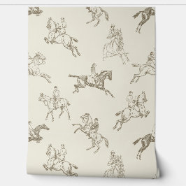 Papel Pintado Elegante vagón de caballos de tela beige marrón