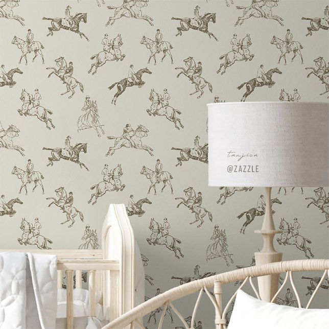 Papel Pintado Elegante vagón de caballos de tela beige marrón (Subido por el creador)