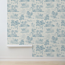 Elegante Viejo Dusty Blue Horse Huning Toile