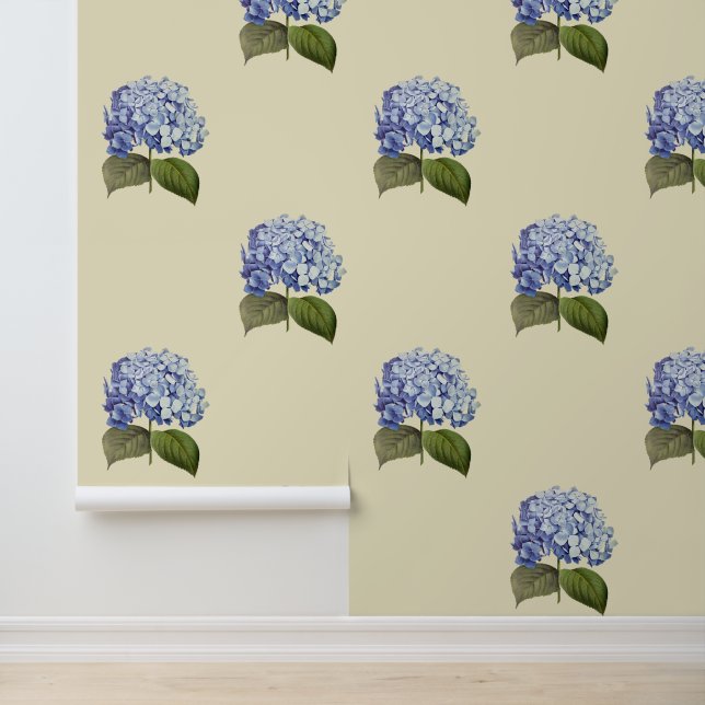 Papel Pintado Elegante Vintage Blue Hydrangea Flor (Solicitud)