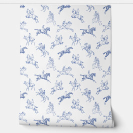 Papel Pintado Elegante Vintage Blue Toile Hípica