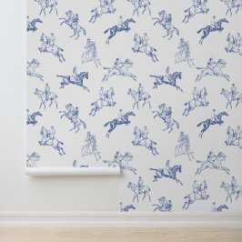 Papel Pintado Elegante Vintage Blue Toile Hípica