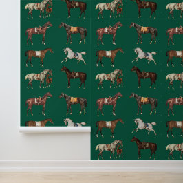 Papel Pintado Elegante Vintage Caballo Saddam Hunter Green
