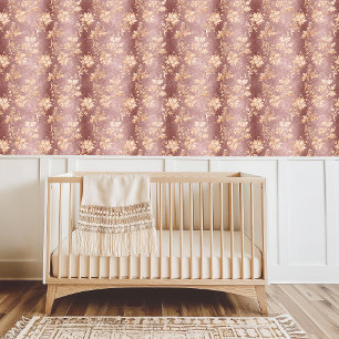 Papel Pintado Elegante Vintage Dusty Rosa Gold Floral