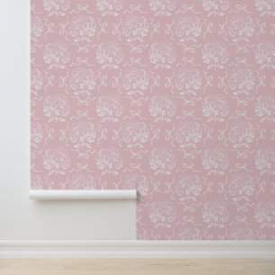 Papel Pintado Elegante Vintage Hydrangea Bow Patrón rosa suave