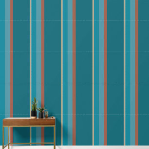Papel Pintado Elegante y moderno Aqua Blue and Rust Stone Stripe