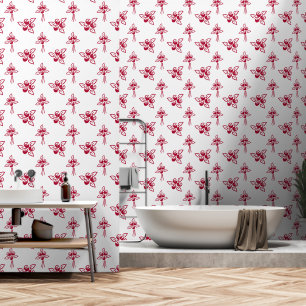Papel Pintado Elegantes bungalows de rosas rojas alinean arte en