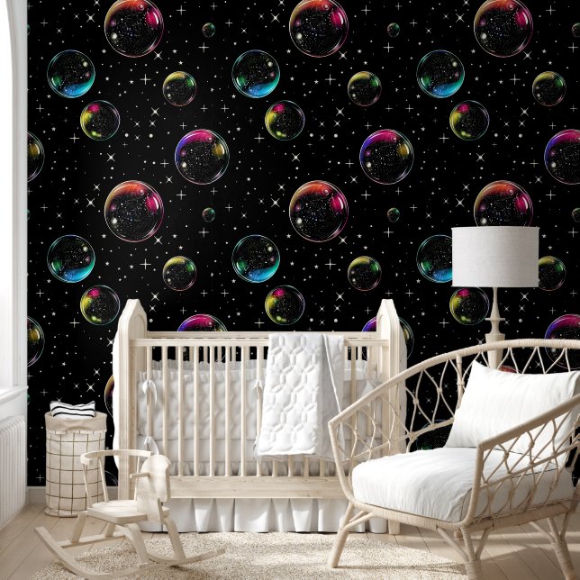 Papel Pintado Elegantes burbujas arcoiris con elegantes patrones (Niños)